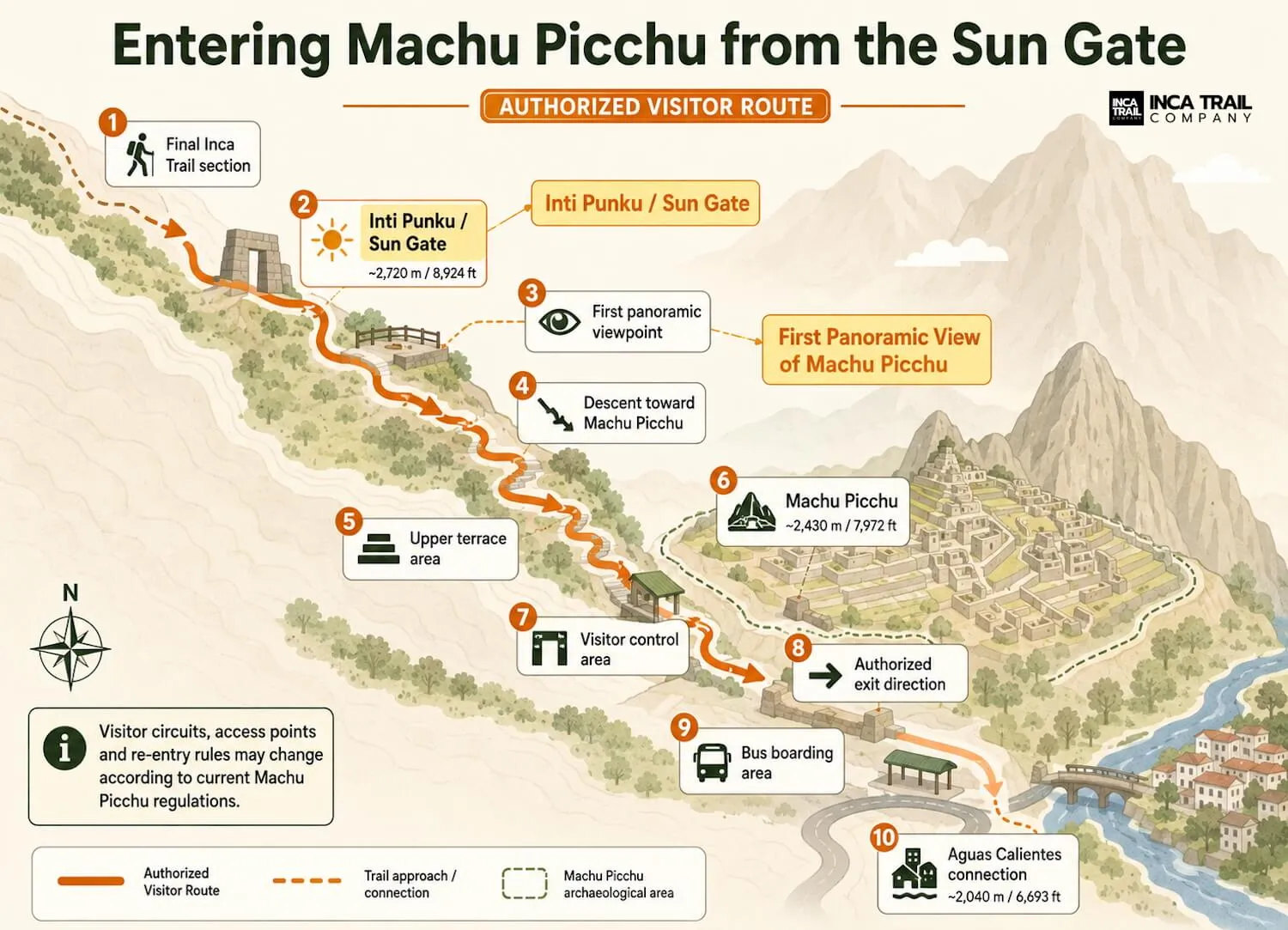 View toward Machu Picchu from the final Inca Trail approach near the Sun Gate