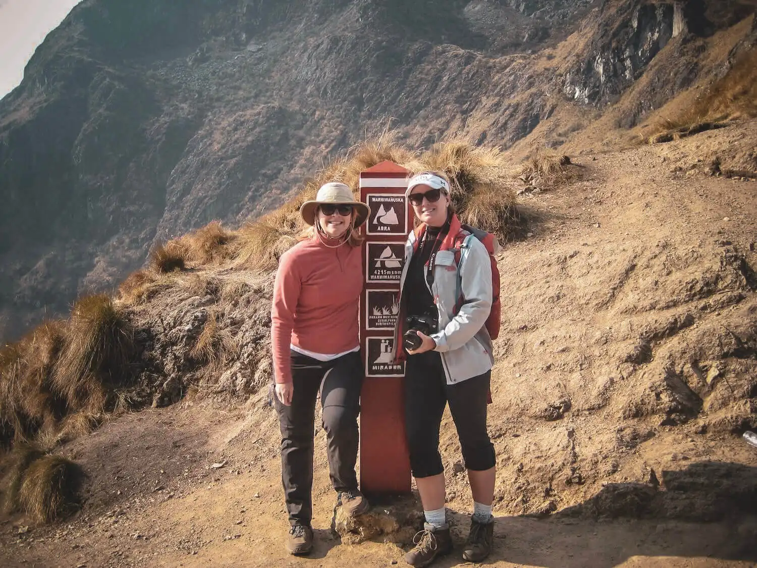Hikers at Dead Woman's Pass on the Classic Inca Trail
