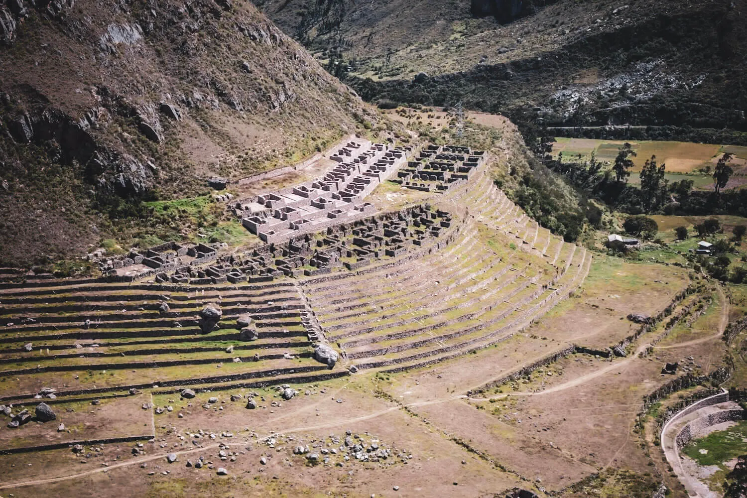Patallaqta archaeological structures on the Inca Trail