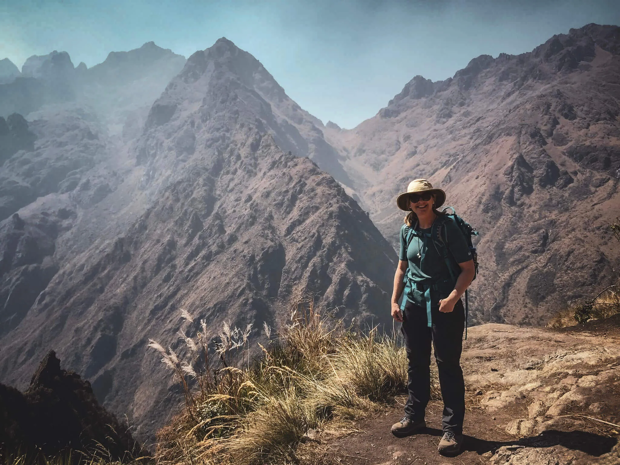 Hikers following the five-day Classic Inca Trail through the Andes